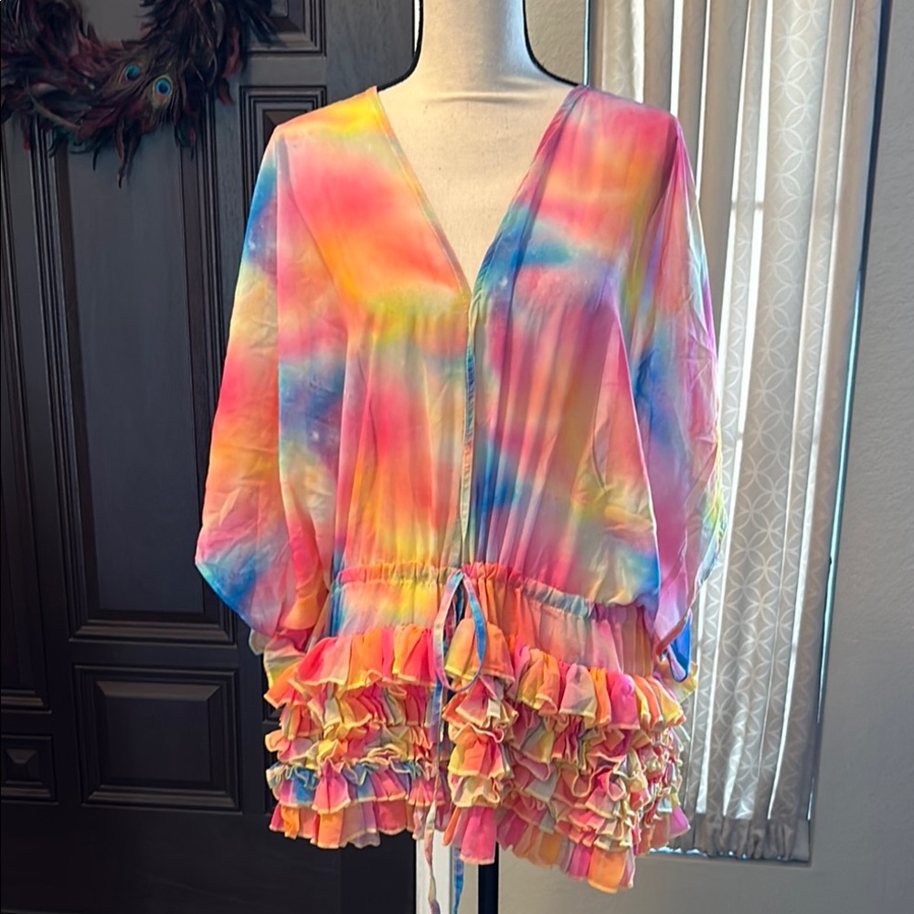 Colorful Tie-Dye Swim Coverup